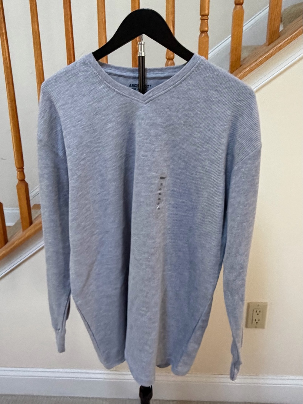 Architect Light Grey V-Neck Men’s Ribbed Shirt
